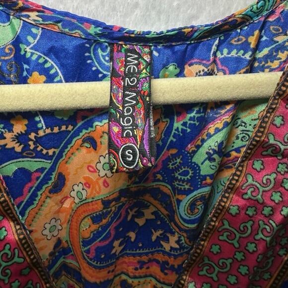 Me 2 Magic Anthropologie Vibrant Paisley Print Bright Boho Flowy Dress Size S - Picture 4 of 5